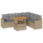 Preview: 7-tlg. Garten-Sofagarnitur mit Kissen Beige Poly Rattan Akazie