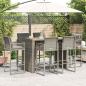 Preview: 7-tlg. Gartenbar-Set mit Kissen Grau Poly Rattan Akazie