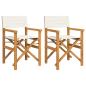 Preview: Regiestühle 2 Stk. Klappbar Creme Massivholz Teak
