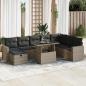 Preview: ARDEBO.de - 9-tlg. Garten-Sofagarnitur mit Kissen Grau Poly Rattan