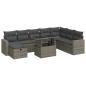 Preview: 9-tlg. Garten-Sofagarnitur mit Kissen Grau Poly Rattan