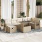 Preview: ARDEBO.de - 8-tlg. Garten-Sofagarnitur mit Kissen Beige Poly Rattan
