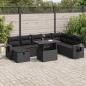 Preview: ARDEBO.de - 9-tlg. Garten-Sofagarnitur mit Kissen Schwarz Poly Rattan