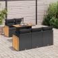 Preview: ARDEBO.de - 6-tlg. Garten-Sofagarnitur mit Kissen Schwarz Poly Rattan