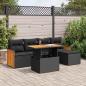 Preview: ARDEBO.de - 6-tlg. Garten-Sofagarnitur mit Kissen Schwarz Poly Rattan
