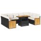 Preview: 10-tlg. Garten-Sofagarnitur mit Kissen Schwarz Poly Rattan