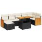 Preview: 7-tlg. Garten-Sofagarnitur mit Kissen Schwarz Poly Rattan