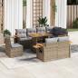 Preview: ARDEBO.de - 9-tlg. Garten-Sofagarnitur mit Kissen Beige Poly Rattan Akazie