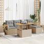 Preview: ARDEBO.de - 7-tlg. Garten-Sofagarnitur mit Kissen Beige Poly Rattan Akazie