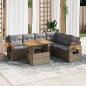 Preview: ARDEBO.de - 6-tlg. Garten-Sofagarnitur mit Kissen Beige Poly Rattan Akazie