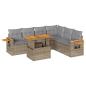 Preview: 6-tlg. Garten-Sofagarnitur mit Kissen Beige Poly Rattan Akazie