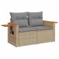 Preview: 6-tlg. Garten-Sofagarnitur mit Kissen Beige Poly Rattan Akazie