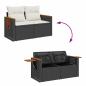 Preview: 4-tlg. Garten-Sofagarnitur mit Kissen Schwarz Poly Rattan