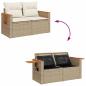 Preview: ARDEBO.de - 4-tlg. Garten-Sofagarnitur mit Kissen Beige Poly Rattan Akazie