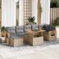 Preview: ARDEBO.de - 8-tlg. Garten-Sofagarnitur mit Kissen Beige Poly Rattan Akazie