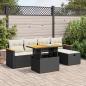 Preview: ARDEBO.de - 6-tlg. Garten-Sofagarnitur mit Kissen Schwarz Poly Rattan