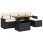 Preview: 6-tlg. Garten-Sofagarnitur mit Kissen Schwarz Poly Rattan