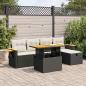 Preview: ARDEBO.de - 6-tlg. Garten-Sofagarnitur mit Kissen Schwarz Poly Rattan