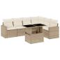 Preview: 7-tlg. Garten-Sofagarnitur mit Kissen Beige Poly Rattan