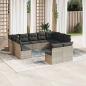 Preview: ARDEBO.de - 11-tlg. Garten-Sofagarnitur mit Kissen Hellgrau Poly Rattan