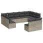 Preview: 11-tlg. Garten-Sofagarnitur mit Kissen Hellgrau Poly Rattan