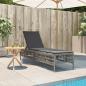 Preview: Sonnenliege mit Auflage Grau Poly Rattan