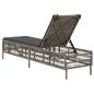 Preview: Sonnenliege mit Auflage Grau Poly Rattan