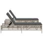 Preview: Sonnenliegen 2 Stk. mit Tisch Hellgrau Poly Rattan