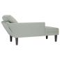 Preview: Chaiselongue mit Kissen und Rechter Armlehne Hellgrau Samt
