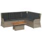 Preview: 5-tlg. Garten-Lounge-Set mit Kissen Grau Poly Rattan