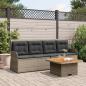 Preview: ARDEBO.de - 3-tlg. Garten-Lounge-Set mit Kissen Grau Poly Rattan