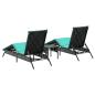 Preview: Sonnenliegen 2 Stk. mit Tisch Schwarz Poly Rattan