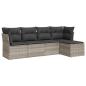 Preview: 5-tlg. Garten-Sofagarnitur mit Kissen Hellgrau Poly Rattan