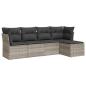 Preview: 5-tlg. Garten-Sofagarnitur mit Kissen Hellgrau Poly Rattan