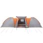 Preview: Kuppel-Familienzelt 8 Personen Grau und Orange Wasserdicht