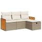 Preview: 4-tlg. Garten-Sofagarnitur mit Kissen Beige Poly Rattan