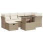 Preview: 7-tlg. Garten-Sofagarnitur mit Kissen Beige Poly Rattan