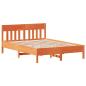 Preview: Massivholzbett mit Regal ohne Matratze Wachsbraun 140x190 cm