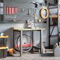 Preview: Werkbank 100x60x81,5 cm Massivholz Eiche Rechteckig