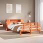Preview: ARDEBO.de - Massivholzbett mit Regal ohne Matratze Wachsbraun 140x190 cm