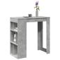 Preview: ARDEBO.de - Bartisch mit Regal Betongrau 102x50x103,5 cm Holzwerkstoff