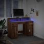 Preview: LED-Schreibtisch Braun Eichen-Optik 120x55x91 Holzwerkstoff