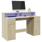 Preview: ARDEBO.de - LED-Schreibtisch Sonoma-Eiche 140x55x91 cm Holzwerkstoff