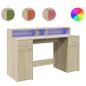 Preview: LED-Schreibtisch Sonoma-Eiche 140x55x91 cm Holzwerkstoff