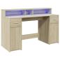 Preview: LED-Schreibtisch Sonoma-Eiche 140x55x91 cm Holzwerkstoff