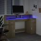 Preview: LED-Schreibtisch Sonoma-Eiche 140x55x91 cm Holzwerkstoff