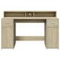 Preview: LED-Schreibtisch Sonoma-Eiche 140x55x91 cm Holzwerkstoff