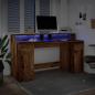 Preview: LED-Schreibtisch Altholz-Optik 160x55x91 cm Holzwerkstoff