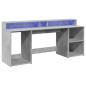 Preview: LED-Schreibtisch Betongrau 200x55x91 cm Holzwerkstoff