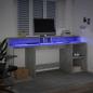Preview: LED-Schreibtisch Betongrau 200x55x91 cm Holzwerkstoff
